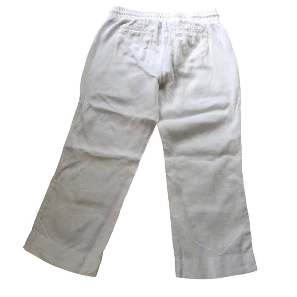 Athleta Bali Cropped Wide Leg White Linen Pants Size 6 - Picture 5 of 8